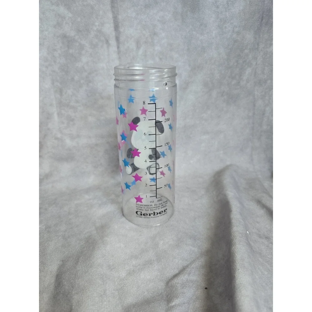 VTG 1989 Gerber Decorator Nurser Plastic Baby Bottle 8oz Panda Stars Shell Only
